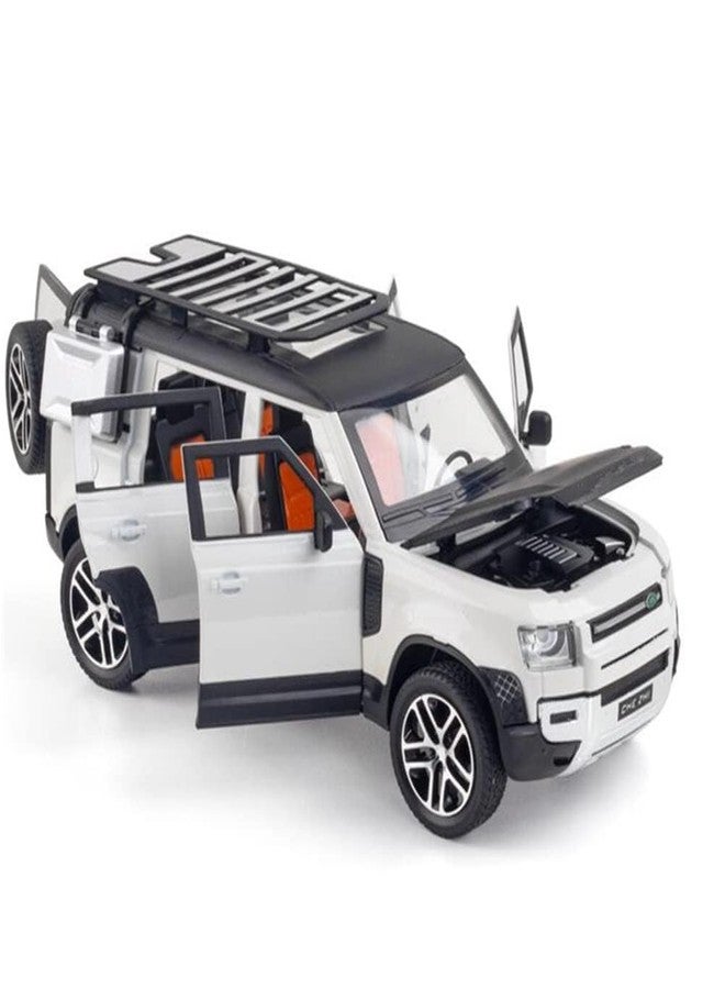 KENIRY Exclusive Alloy Metal Pull Back Die-cast Car Scale Model with Sound Light Mini Auto Toy for Kids Metal Model Toy Car with Sound and Light (1.24 Scale-Defender -White) - Image 5